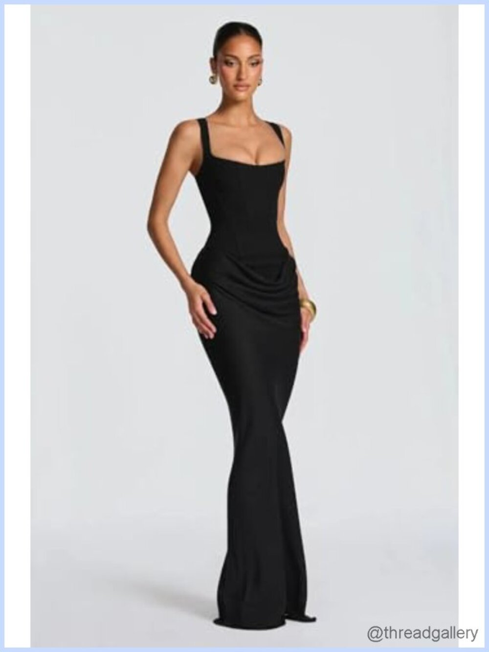 Corset Bodycon Ruched Lace Up Back Maxi Dress Formal Wedding Guest - Picture 5 of 6